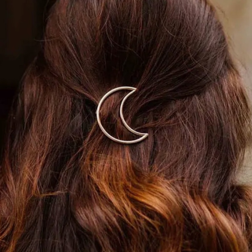 boho silver crescent moon barrette